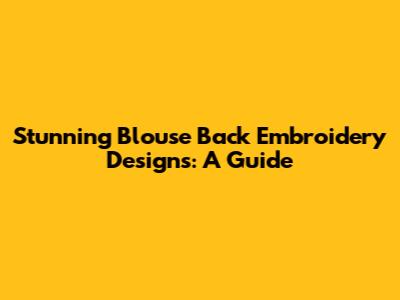 Stunning Blouse Back Embroidery Designs: A Guide