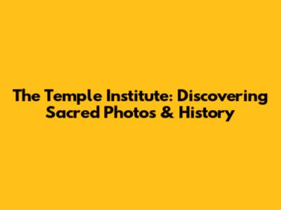 The Temple Institute: Discovering Sacred Photos & History
