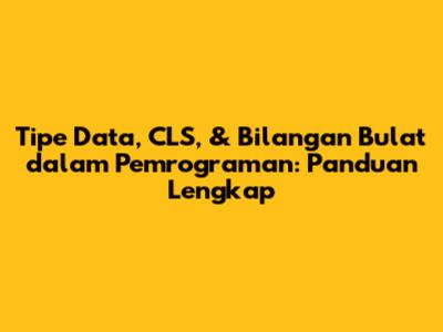 Tipe Data, CLS, & Bilangan Bulat dalam Pemrograman: Panduan Lengkap