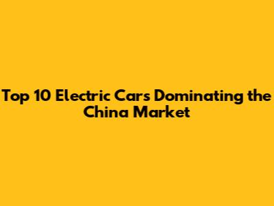 Top 10 Electric Cars Dominating the China Market