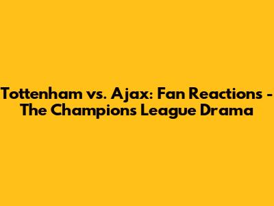 Tottenham vs. Ajax: Fan Reactions - The Champions League Drama