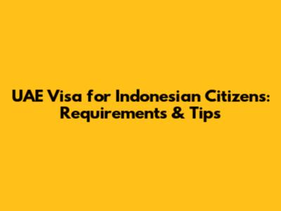 UAE Visa for Indonesian Citizens: Requirements & Tips