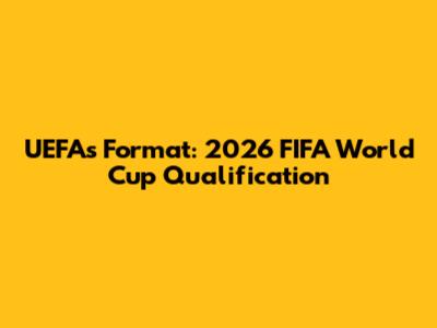 UEFA's Format: 2026 FIFA World Cup Qualification