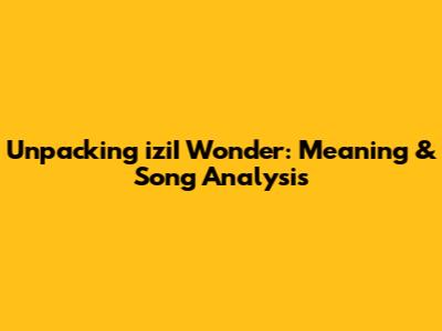 Unpacking iziI Wonder: Meaning & Song Analysis
