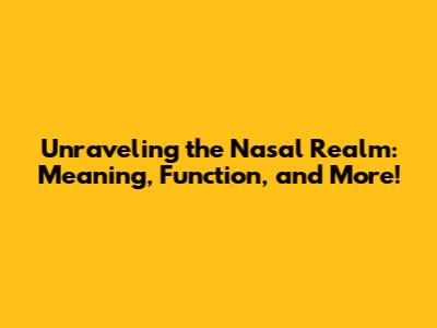Unraveling the Nasal Realm: Meaning, Function, and More!