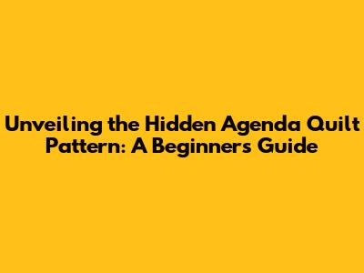 Unveiling the Hidden Agenda Quilt Pattern: A Beginner's Guide