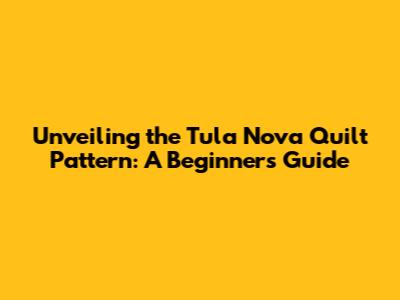 Unveiling the Tula Nova Quilt Pattern: A Beginner's Guide