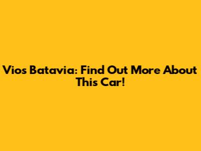 Vios Batavia: Find Out More About This Car!