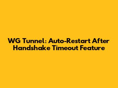 WG Tunnel: Auto-Restart After Handshake Timeout Feature
