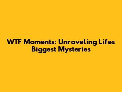 WTF Moments: Unraveling Life's Biggest Mysteries