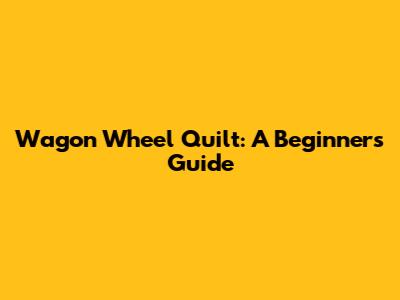 Wagon Wheel Quilt: A Beginner's Guide