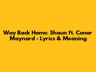 Way Back Home: Shaun ft. Conor Maynard - Lyrics & Meaning