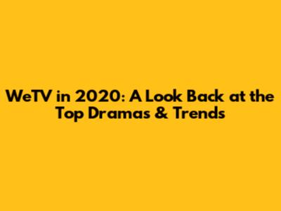 WeTV in 2020: A Look Back at the Top Dramas & Trends