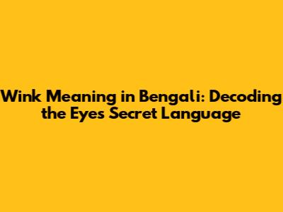 Wink Meaning in Bengali: Decoding the Eye's Secret Language