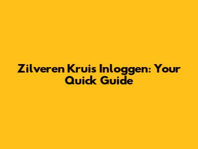 Zilveren Kruis Inloggen: Your Quick Guide